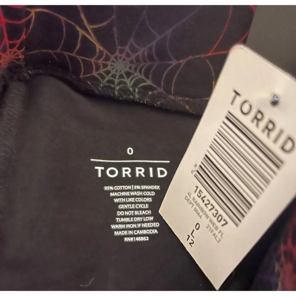 Torrid 0 Black Rainbow Spider Web Print Flat Elastic Waistband Cotton Leggings - Picture 4 of 4